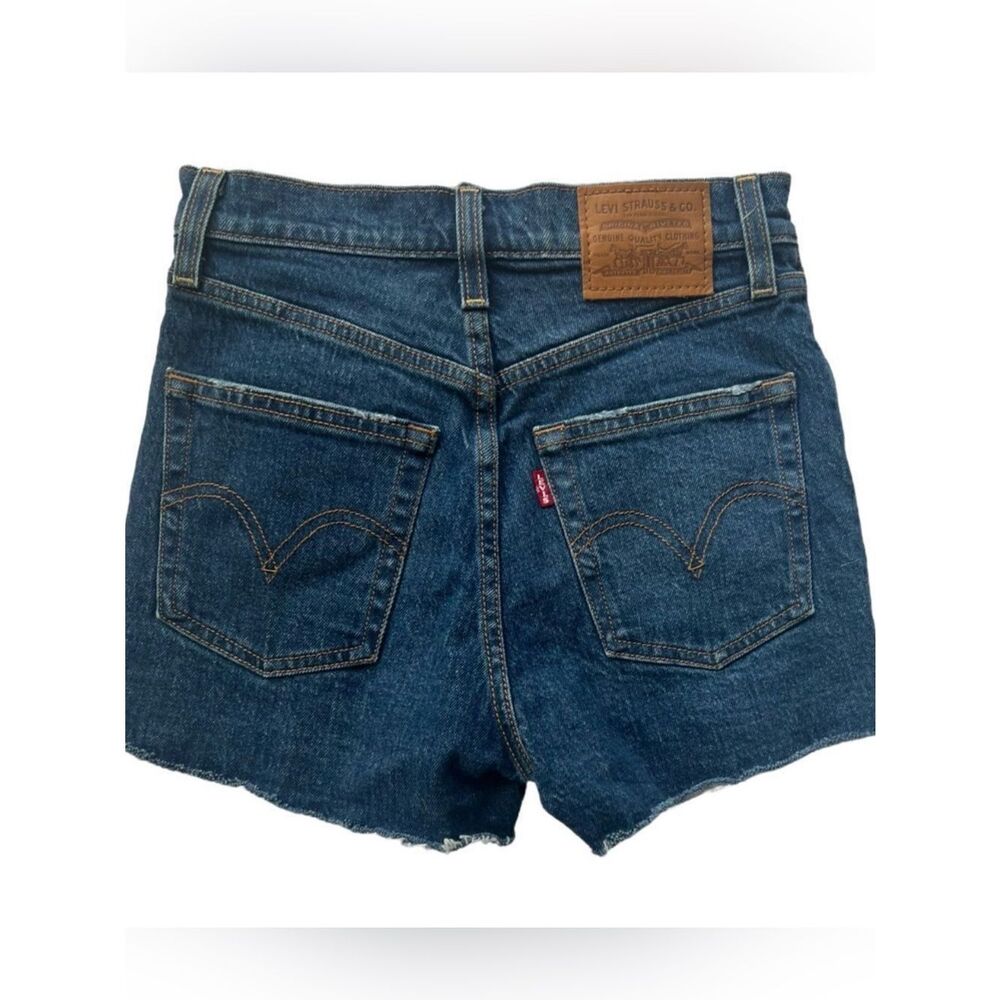 Levi's Premium Ribcage Blue Distressed Raw Hem High Waist Coastal Jean Shorts 24